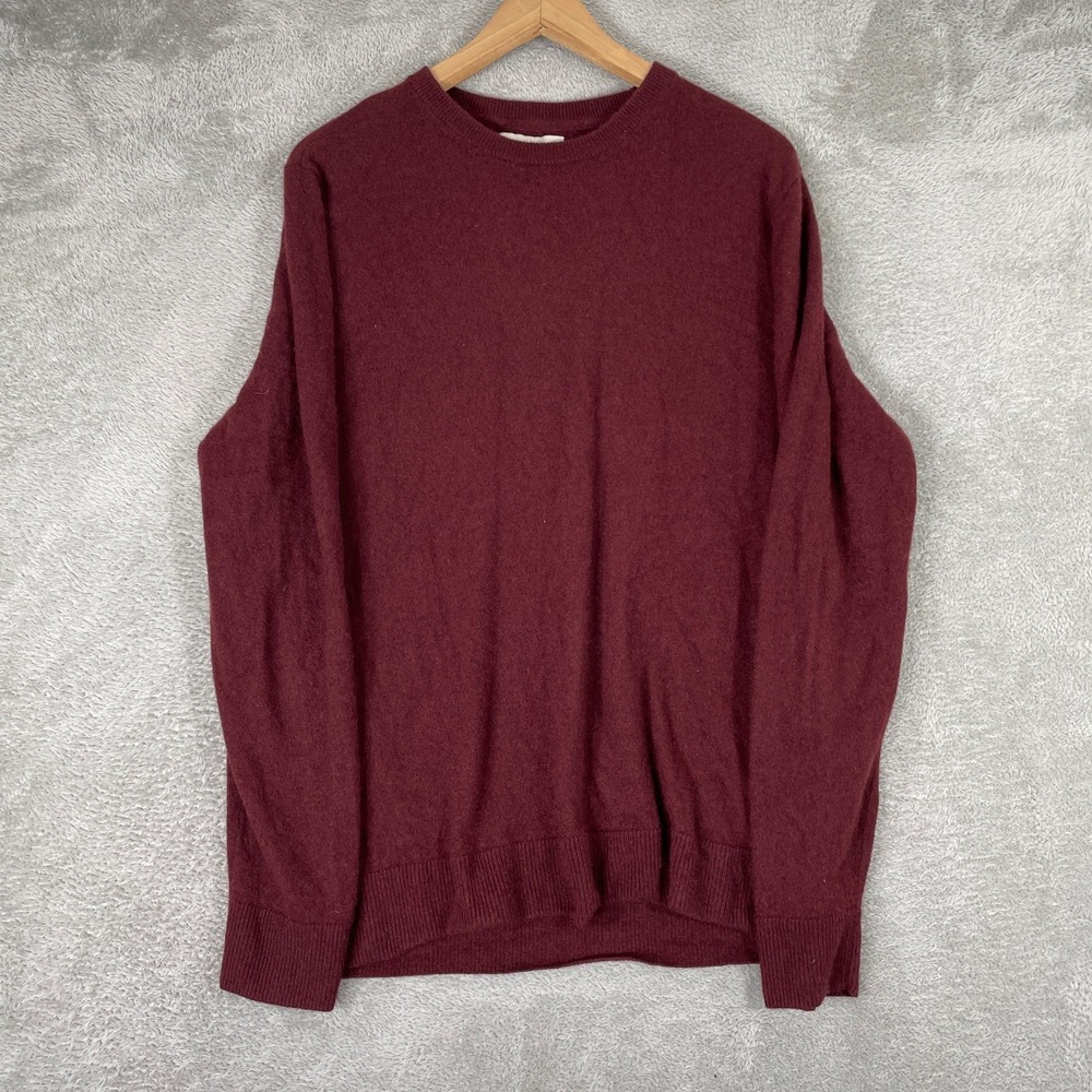 Artefact Crewneck Sweater Mens Large Burgundy 100% Cashmere Long Sleeve Knit